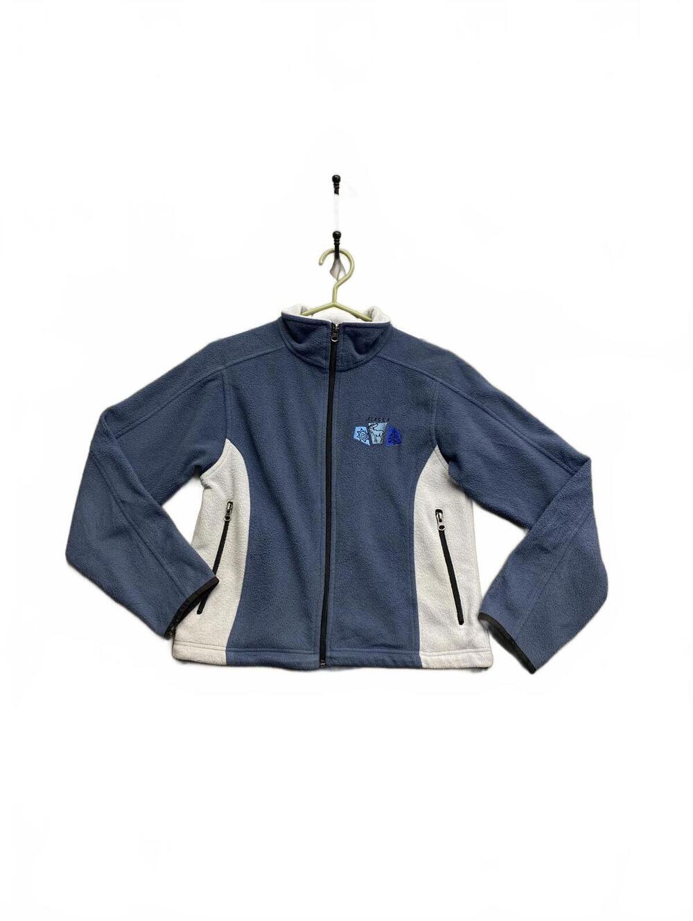 Vtg Alaska Fleece Jacket Polar Premium Collection Tag Blue and White Women Sz S